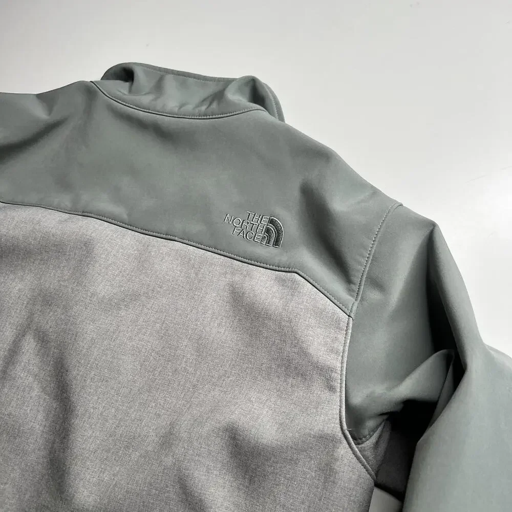 The North Face Mens Softshell Jacket Gray Green Full Zip‎ Outdoor Size M